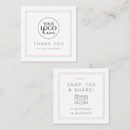 AVERY Korall och Teal Enkel Logotyp Dela Tack Fyrkantigt Visitkort