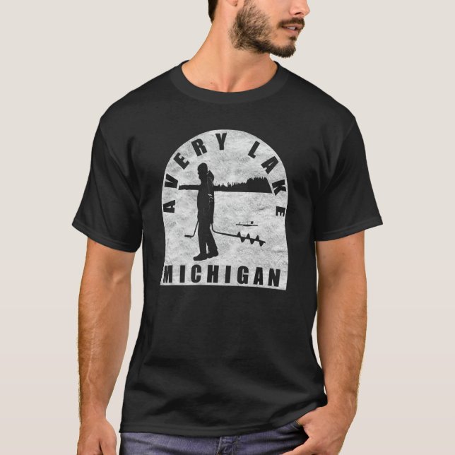 Avery Lake Isfiske Michigan T Shirt (Framsida)