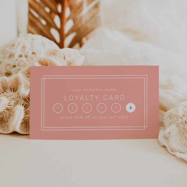 AVERY Minimal Blush Peach Business Reward 6 Punch Lojalitetskort (AVERY Minimal Blush Peach Business Reward 6 Punch Loyalty Card)