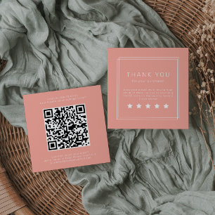 AVERY Minimal Blush Peach QR-kod Lämna en recensio Fyrkantigt Visitkort