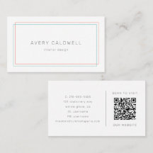 AVERY Minimalist Coral and Teal Border QR Code