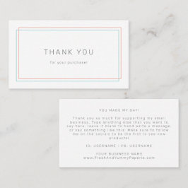 AVERY minimalist korall och teal kant tack Visitkort