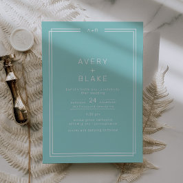 AVERY Minimalist Mint Grönt Ram Bröllop Inbjudningar