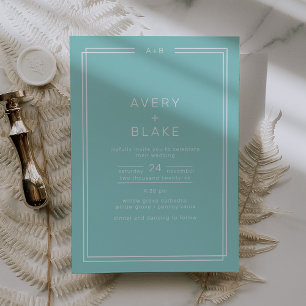 AVERY Minimalist Mint Grönt Ram Bröllop Inbjudningar