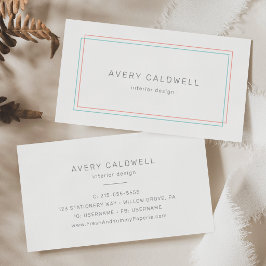AVERY Minimalistisk korall- och teal-kant Visitkort