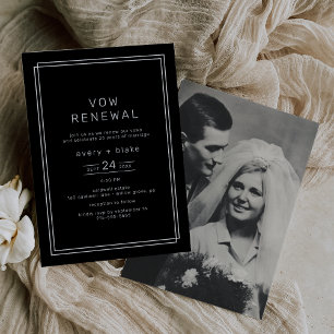 AVERY Modern Black Photo Vow Renewal Inbjudningar