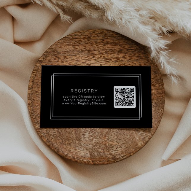 AVERY Modern Black QR Code Gift Registry Tilläggskort (AVERY Modern Black QR Code Gift Registry Enclosure Card)