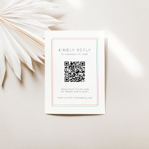 AVERY Modern Coral and Teal QR Code OSA Bröllop Tilläggskort