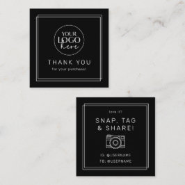 AVERY Modern Dark Black Logo Share Thank You Fyrkantigt Visitkort