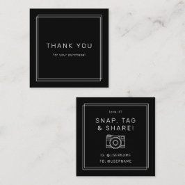 AVERY Modern Dark Black Snap Tag Share Thank You Fyrkantigt Visitkort