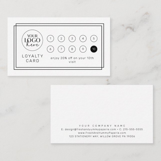 AVERY Modern Minimal Logotyp Affärsbelöning 10 sta Lojalitetskort (Fram/baksida)