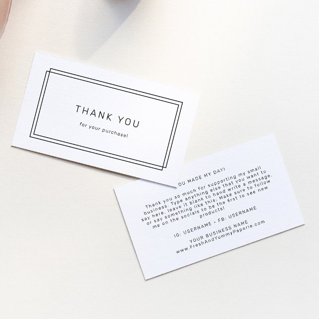 AVERY Modern Minimalist Dubbel Ram Tackkort Visitkort (AVERY Modern Minimalist Double Frame Thank You Business Card)