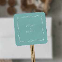 AVERY Modern Minimalist Mint Grönt Ram Bröllop Fyrkantigt Klistermärke