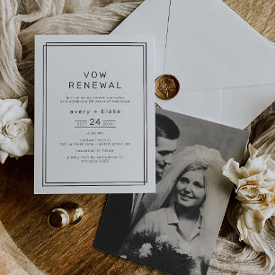 AVERY Modern Minimalist Photo Vow Renewal Inbjudningar