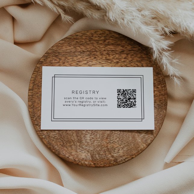 AVERY Modern Minimalist QR Code Gift Register Tilläggskort (AVERY Modern Minimalist QR Code Gift Registry Enclosure Card)