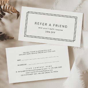 AVERY Modern Minimalist Refer A Friend Rabattkort