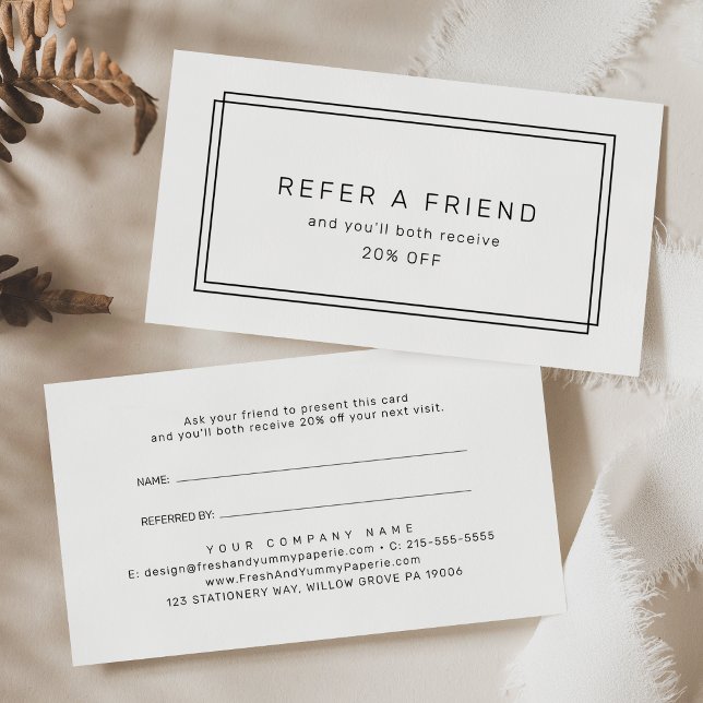AVERY Modern Minimalist Refer A Friend Rabattkort (AVERY Modern Minimalist Refer A Friend Referral Card)
