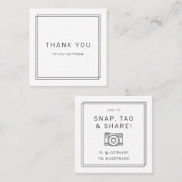 AVERY Modern Minimalist Snap Tag Share Thank You Fyrkantigt Visitkort