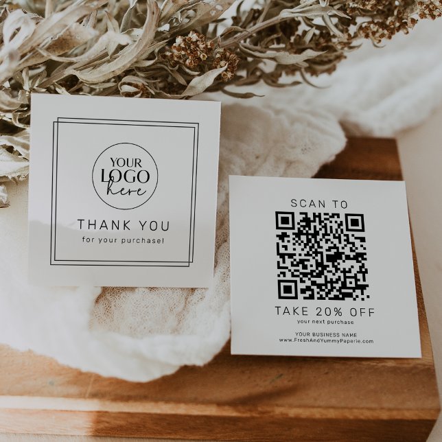 AVERY Modern Minimalistisk Logotyp QR-kod Tack Rabattkort (AVERY Modern Minimalist Logo QR Code Thank You Discount Card)