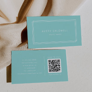 AVERY Modern Minimalistisk Mintgrön Ram QR-kod Visitkort