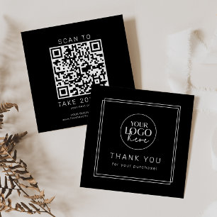 AVERY Modern Mörk Svart Logotyp QR-kod Tack Rabattkort