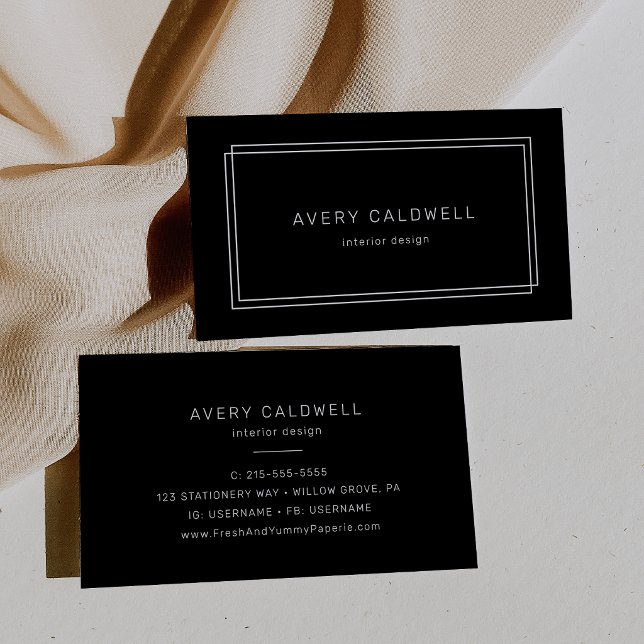 AVERY Modern Svart Dubbel Ram Businesskort Visitkort (AVERY Modern Black Double Frame Business Card)