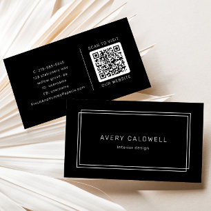 AVERY Modern Svart Dubbel Ram QR-kod Visitkort