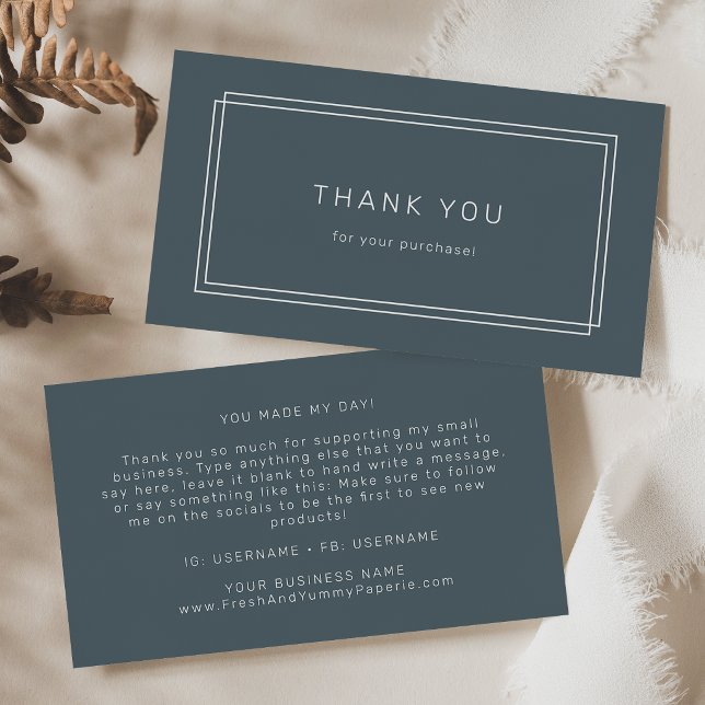 AVERY Mörk Marinblå Dubbel Ram Tack Visitkort (AVERY Dark Navy Blue Double Frame Thank You Business Card)