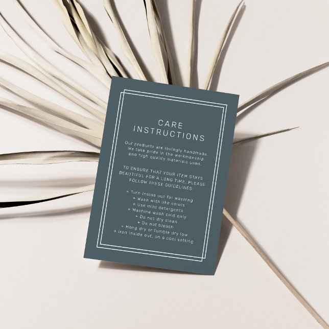 AVERY Mörk Marinblå Produktvårdsinstruktioner Tilläggskort (AVERY Dark Navy Blue Product Care Instructions Enclosure Card)