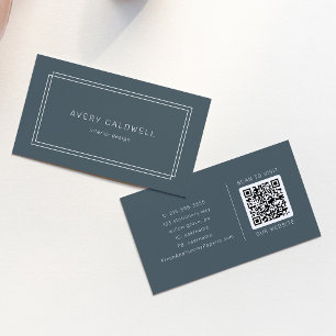 AVERY Mörk Navyblå Klassisk Dubbel Ram QR-kod Visitkort
