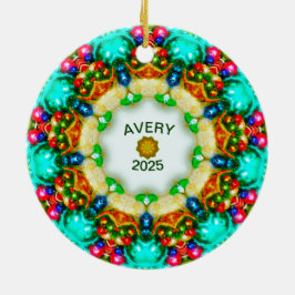 AVERY ~ Personlig Fractal juldesign ~ Julgransprydnad Keramik