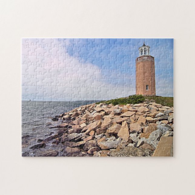 Avery Point fyr, Connecticut Jigszle Puzzle Pussel (Horisontell)