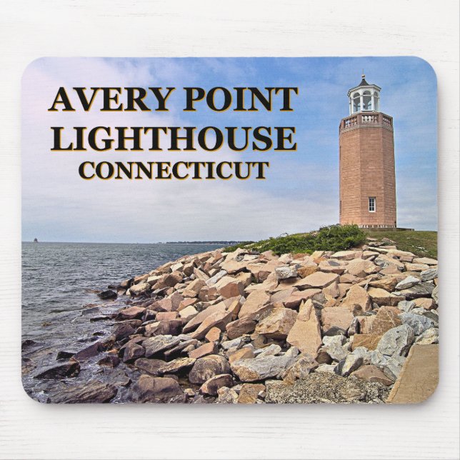 Avery Point fyr, Connecticut Mousepad Musmatta (Framsidan)