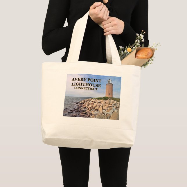 Avery Point Lighthouse, Connecticut Jumbo Tote Bag Tygkasse (Framsida (produkt))