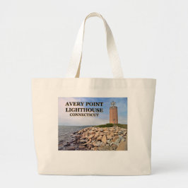 Avery Point Lighthouse, Connecticut Jumbo Tote Bag Tygkasse