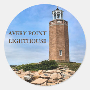 Avery Point Lighthouse, Connecticut Round Stickers Runt Klistermärke