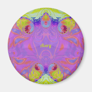 AVERY ~ Rosa Orange Gult Blue Fractal ~ Magnet
