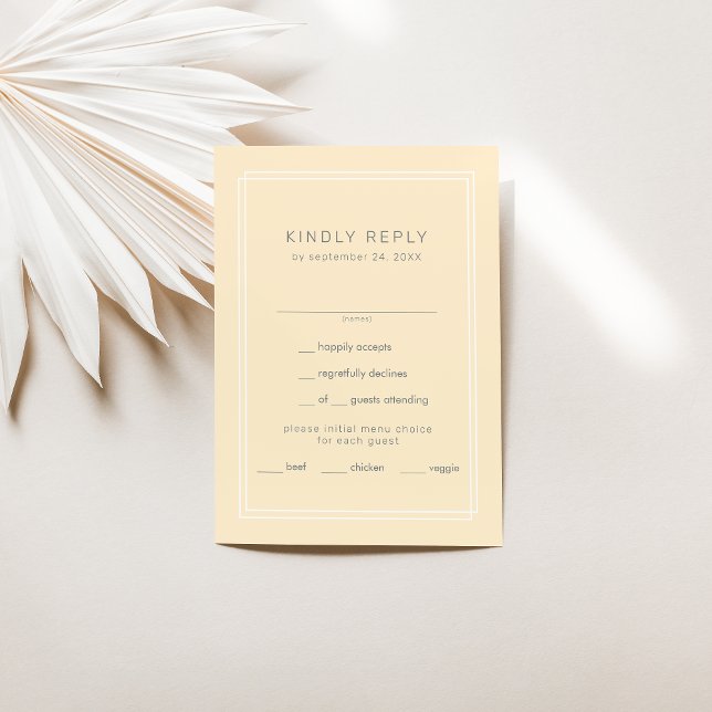 AVERY Simple Neutralt Butter Gult Bröllop OSA Kort (AVERY Simple Neutral Butter Yellow Wedding RSVP Card)