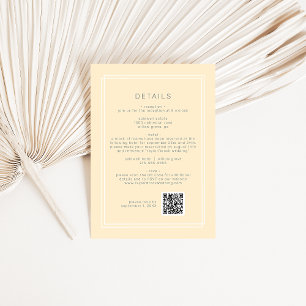 AVERY Simple Neutralt Gult QR Code Bröllop Detail Tilläggskort