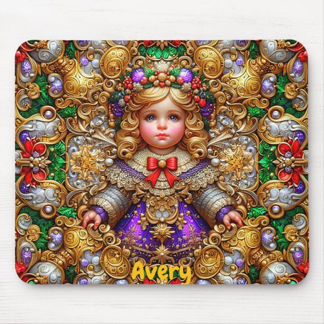 AVERY ~ Vintage jul doll ~ Mousepad Musmatta (Framsidan)