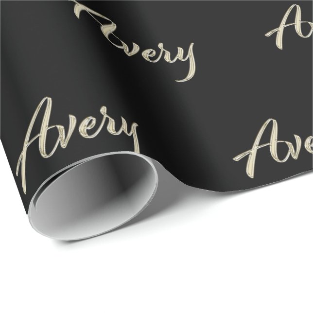 Avery white gold Handwriting Geschenkpapier Presentpapper (Rullad Hörn)