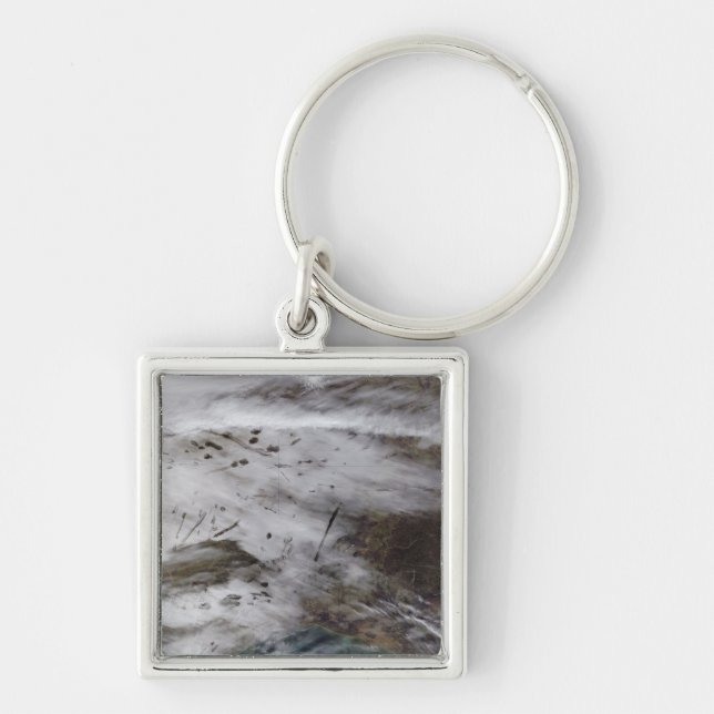 Avfallsspår för luftfartyg fyrkantig silverfärgad nyckelring (Framsidan)