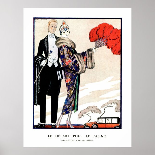 Avfärd till kasinot by George Barbier Poster (Framsidan)
