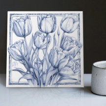 Avfärgning av Art nouveau-vattenfärgen Delft Tulip