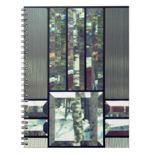 Avfasad glasbjörn träd metallic silver modern anteckningsbok