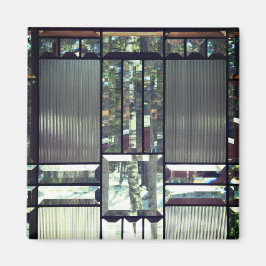 Avfasad glasbjörn träd metallic silver modern magnet