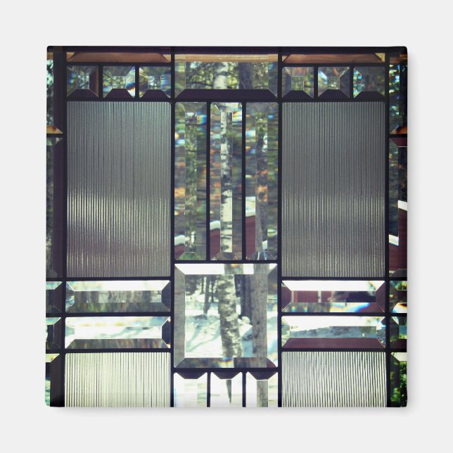 Avfasad glasbjörn träd metallic silver modern magnet (Framsidan)