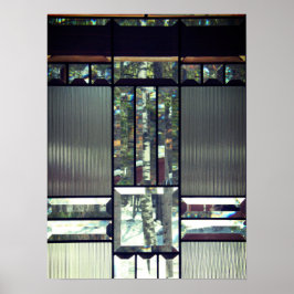 Avfasad glasbjörn träd metallic silver modern poster