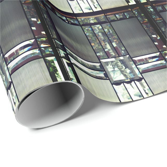 Avfasad glasbjörn träd metallic silver modern presentpapper (Rullad Hörn)