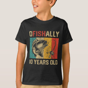 Avfisktligen 10 år gammal rolig fiske födelsedag f t shirt